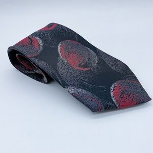 Vintage LANVIN 100% Silk Tie in Black & Red Print